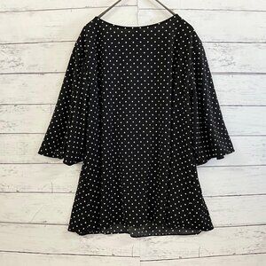 Uniqlo Dot Print L Flare Sleeve Top for Women Black